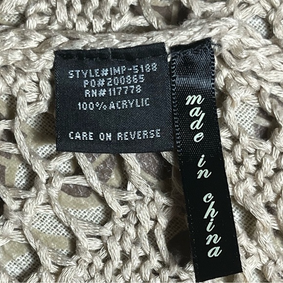 đť…şLovestitch draped cowl neck open cardigan beige crochet knit Size S - Picture 14 of 16